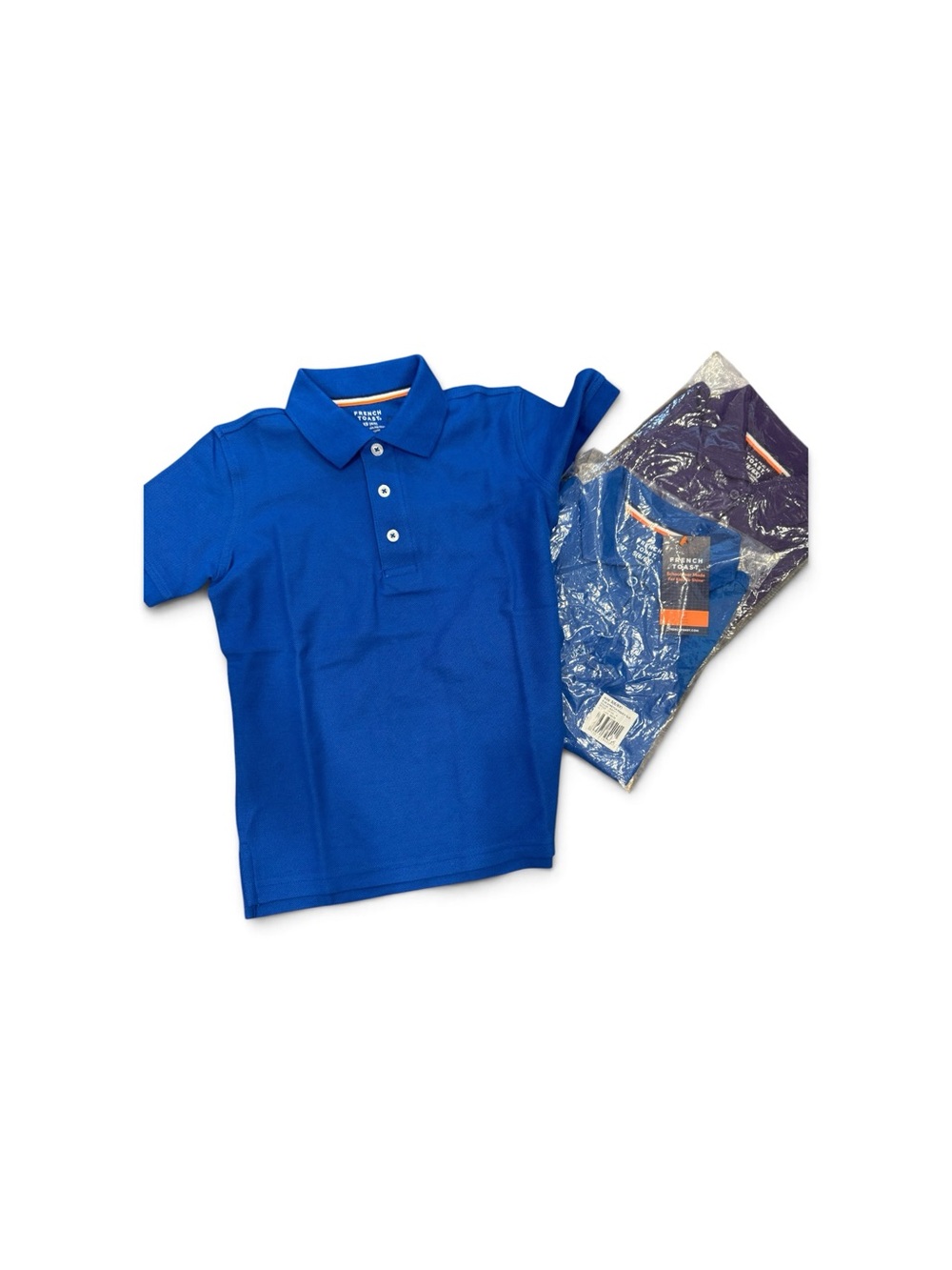 2 French Toast Polo Uniform Shirts - Purple and Blue still in bags and tags